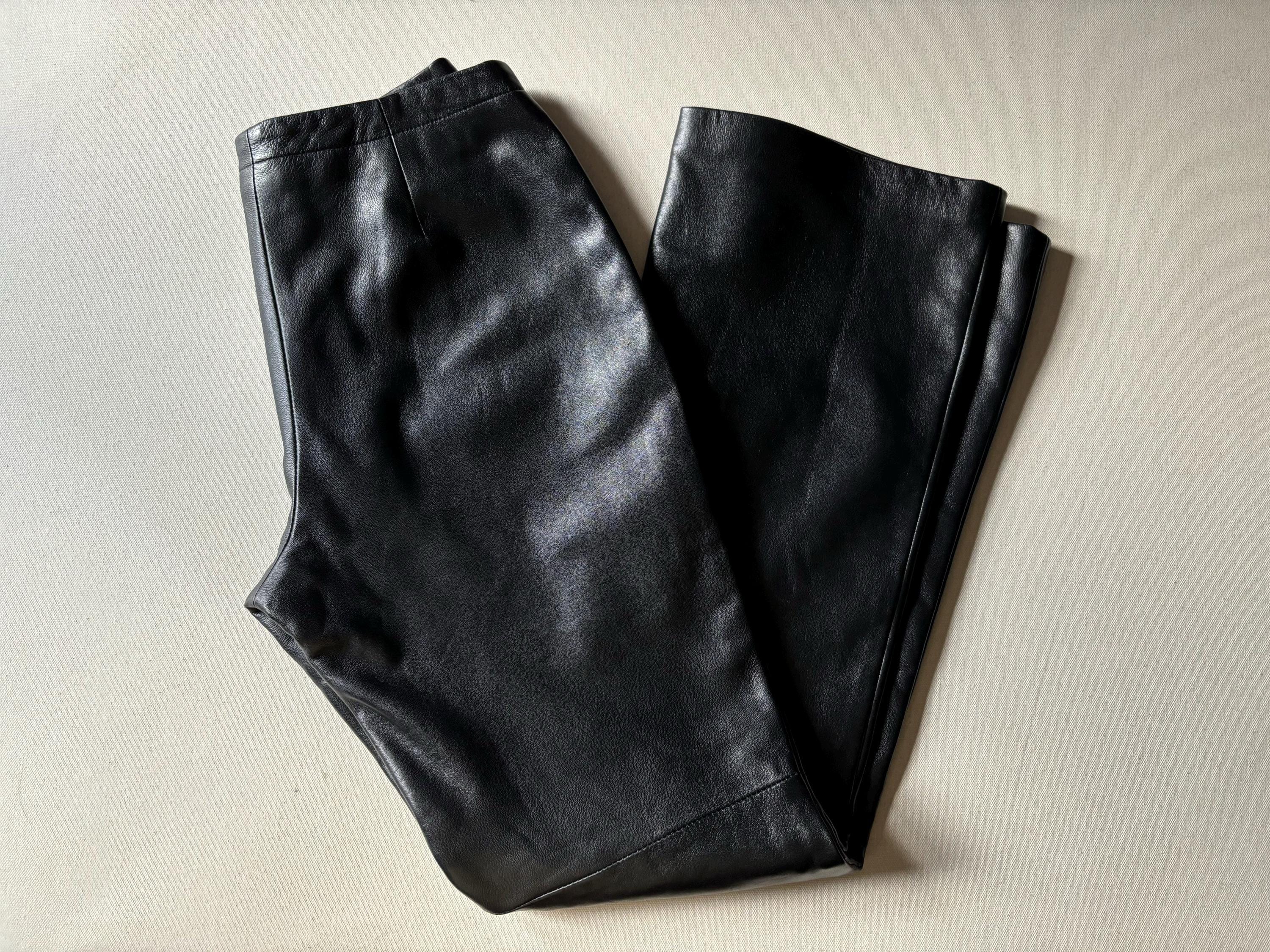 1990s Soft Black Leather Pants, 27” | Vintage Straight Leg