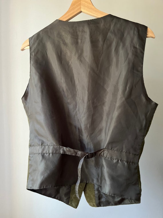 1990s Suede Olive Green Vest | Vintage Waistcoat - image 3