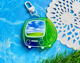 Frutiger Aero PC Liquid Glitter Keychain | Nostalgic Windows XP Computer Shaped Charm