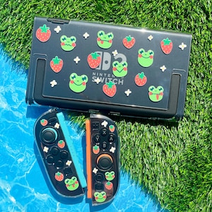 Estuche transparente de rana fresa para Nintendo Switch 2 / Estuche rígido de plástico con divertidos dibujos de animales / Configuración de juego kawaii / Estuche protector para Switch 2