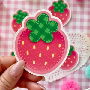 Red Strawberry Sticker | Heisei Retro Matte Vinyl Decal image 1