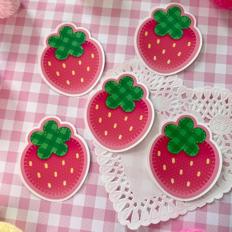 Red Strawberry Sticker | Heisei Retro Matte Vinyl Decal image 2
