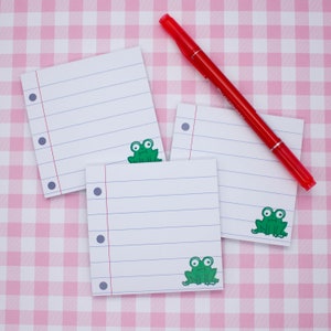 Bloc de notas cuadrado con diseño de ranas / Hojas de notas para álbumes de recortes y amigos por correspondencia / Papelería cottagecore / Papel de notas decorativo lindo