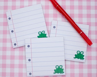 Notepaper Frog Scribble Square Memo Pad / Fogli di promemoria per Scrapbooking e Penpal / Cancelleria Cottagecore / Carta per appunti carina Deco