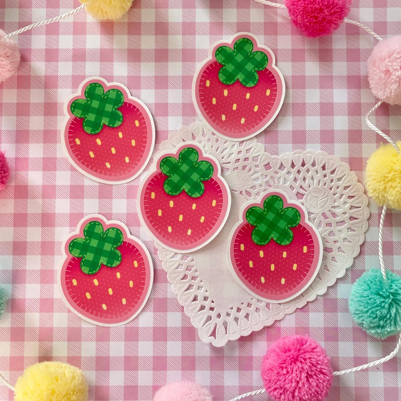 Red Strawberry Sticker | Heisei Retro Matte Vinyl Decal image 4