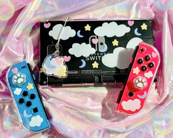 Dreamy Cloud Clear Nintendo Switch Case | Kawaii Switch Cover for Gamer Girls | Star Cloud and Moon Cute Protective Console Case
