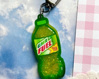 GMR FUEL Liquid Glitter Keychain | Soda Bottle Shaped Acrylic Bag Charm