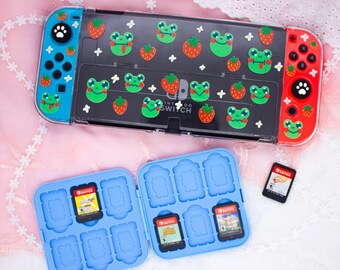 Strawberry Frog Clear Nintendo Switch OLED Case  | Kawaii Switch Cover for Gamer Girls | Funny Animal Decorative Case for Switch Console