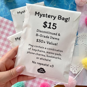 Mystery Bag | Cute Trinket Grab Bag | Kawaii Oops Bag | Discontinued and B-Grade Items | Charm and Stationery Mystery Pack | Mystery Gift