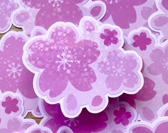 Holographic Sakura Sticker: Waterproof Kawaii Cherry Blossom Decal