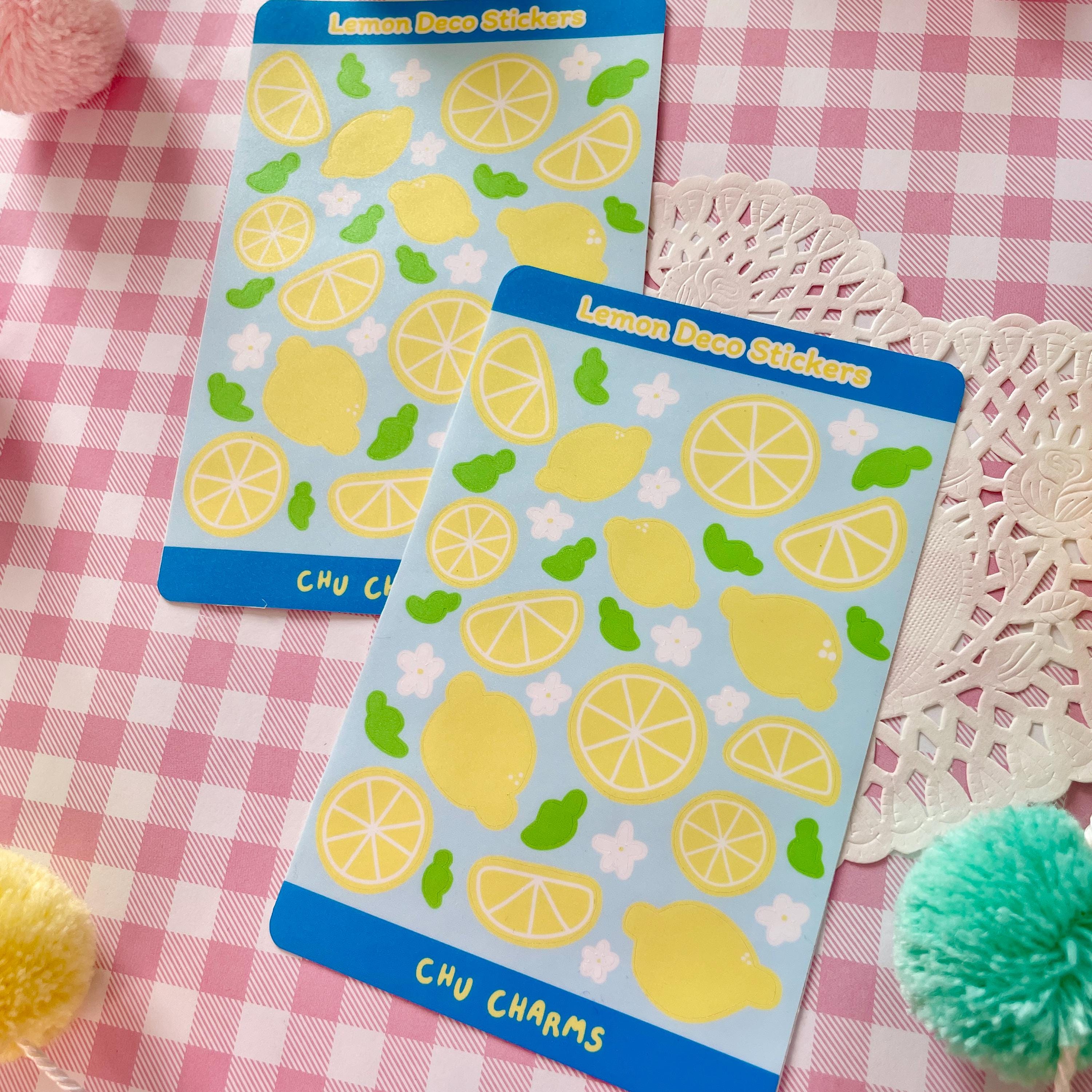 Lemon Deco Sticker Sheet | Fruit Decals for Journaling and Scrapbooking ...