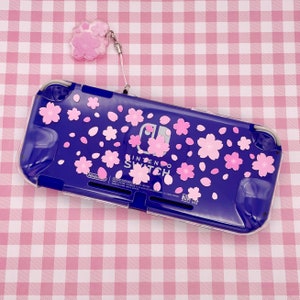 Pink Sakura Switch Lite Case | Kawaii Cherry Blossom Switch Lite Clear Cover | Crystal Clear Hard Switch Lite Decorative Protective Case