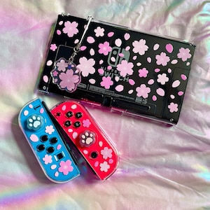 Sakura Cherry Blossom Clear Nintendo Switch Case  | Kawaii Pink Switch Cover for Gamer Girls | Cute Decorative Case for Switch Console