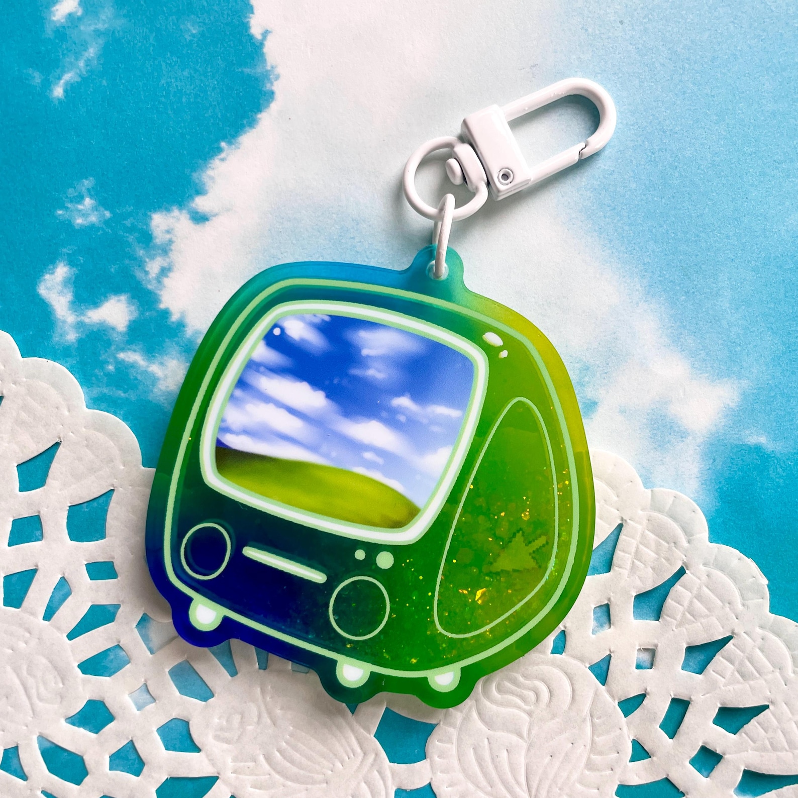 Computer Chair Keychain Frutiger Aero PC Liquid Glitter Keychain | Nostalgic Windows XP ...