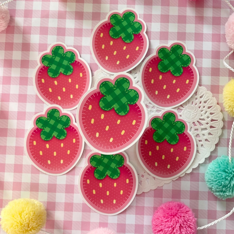 Red Strawberry Sticker | Heisei Retro Matte Vinyl Decal image 3