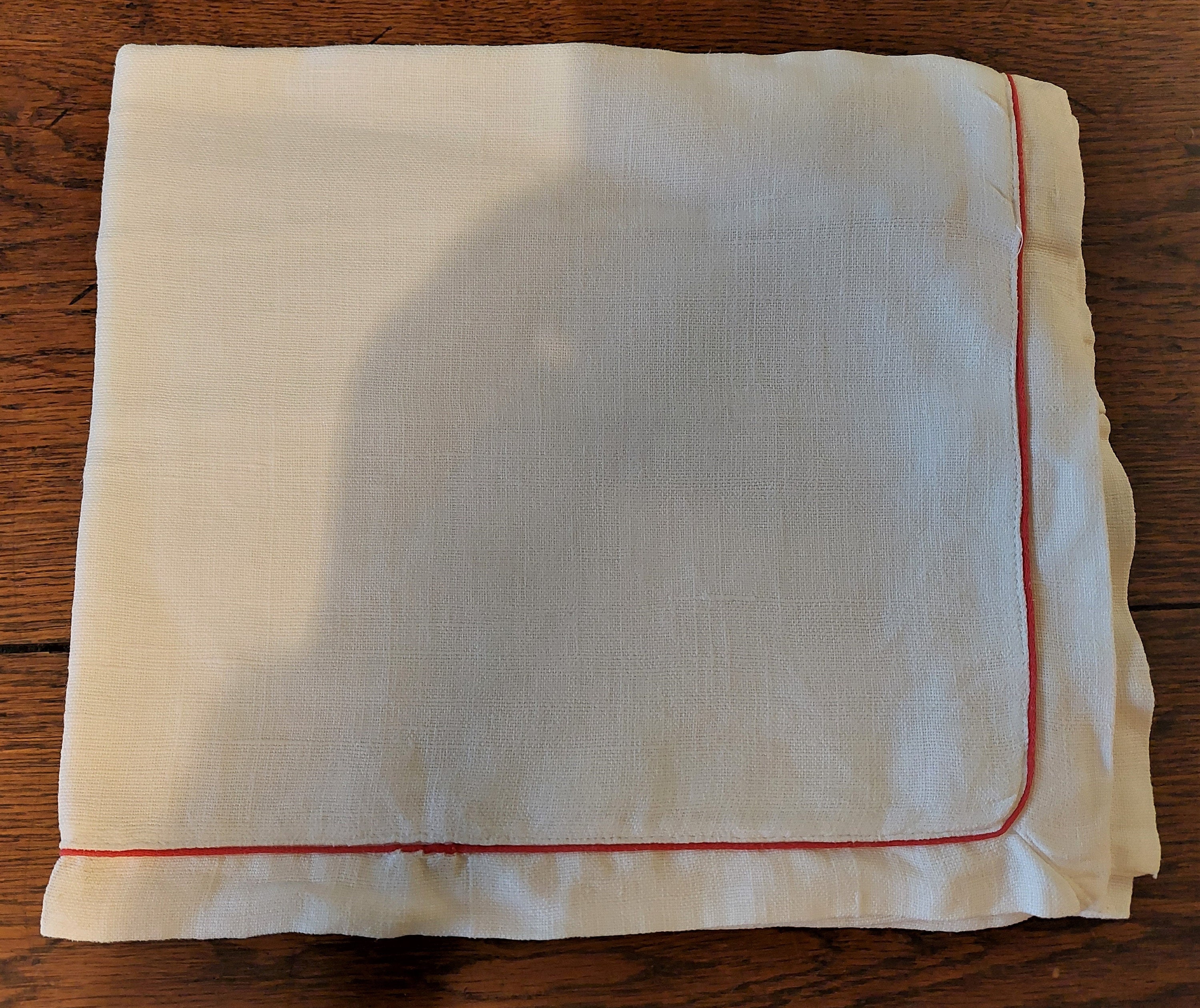 Taie de Coussin ou d'oreiller Lin Blanc Passepoil Rouge