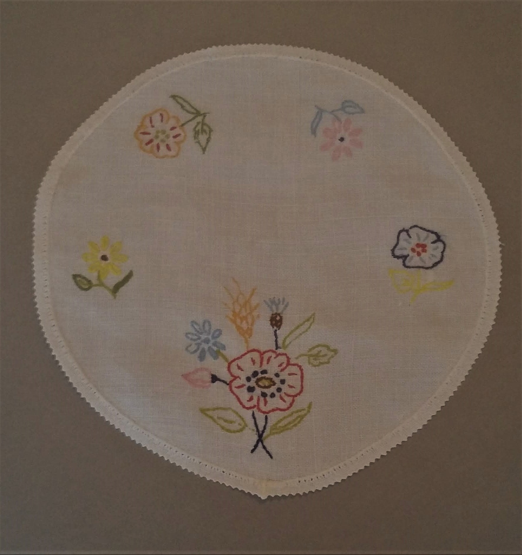 Linge Ancien Français Blanc Doily Fait à La Main