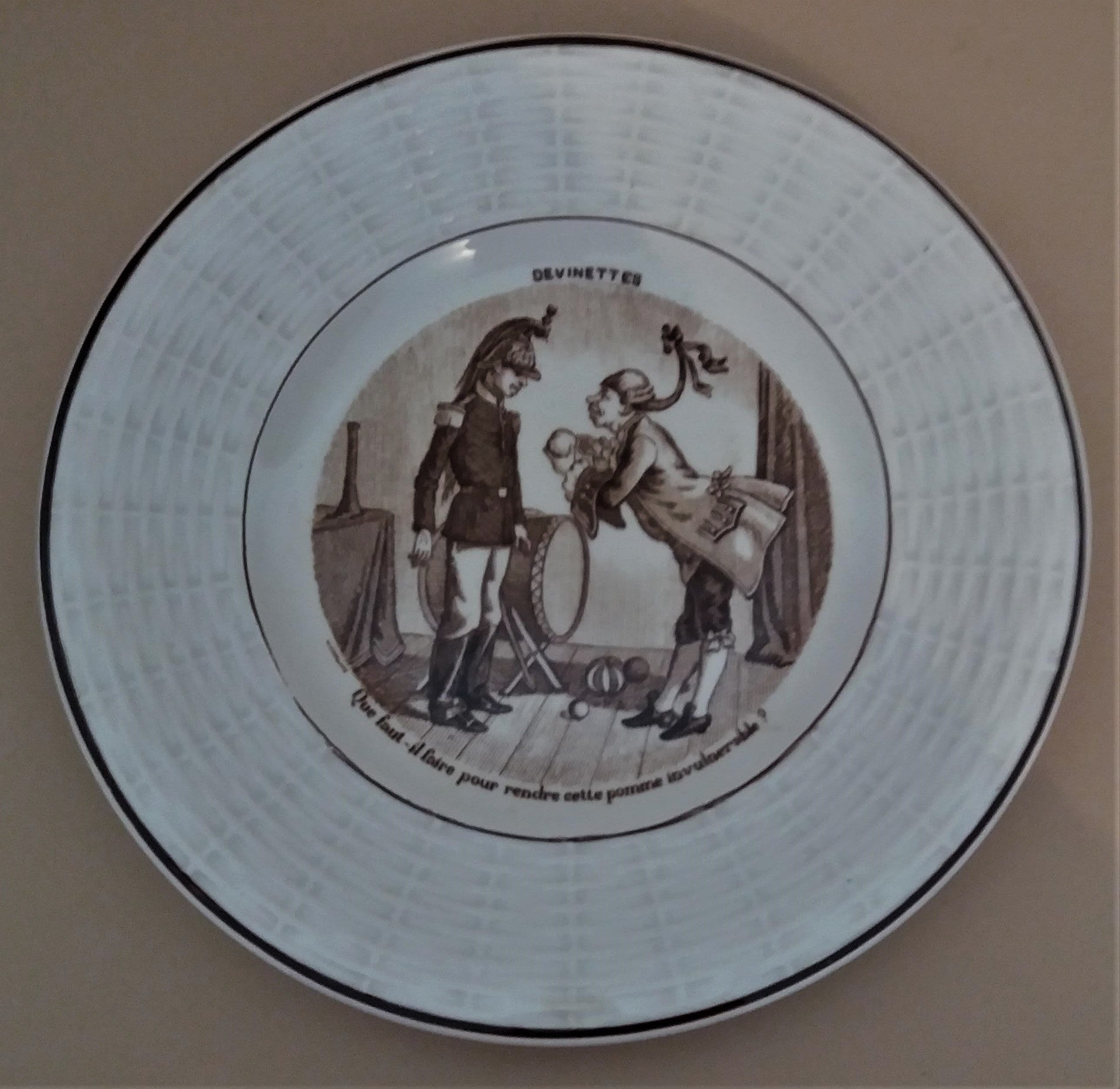 Plaque de Transfert en Majolique Français Antique