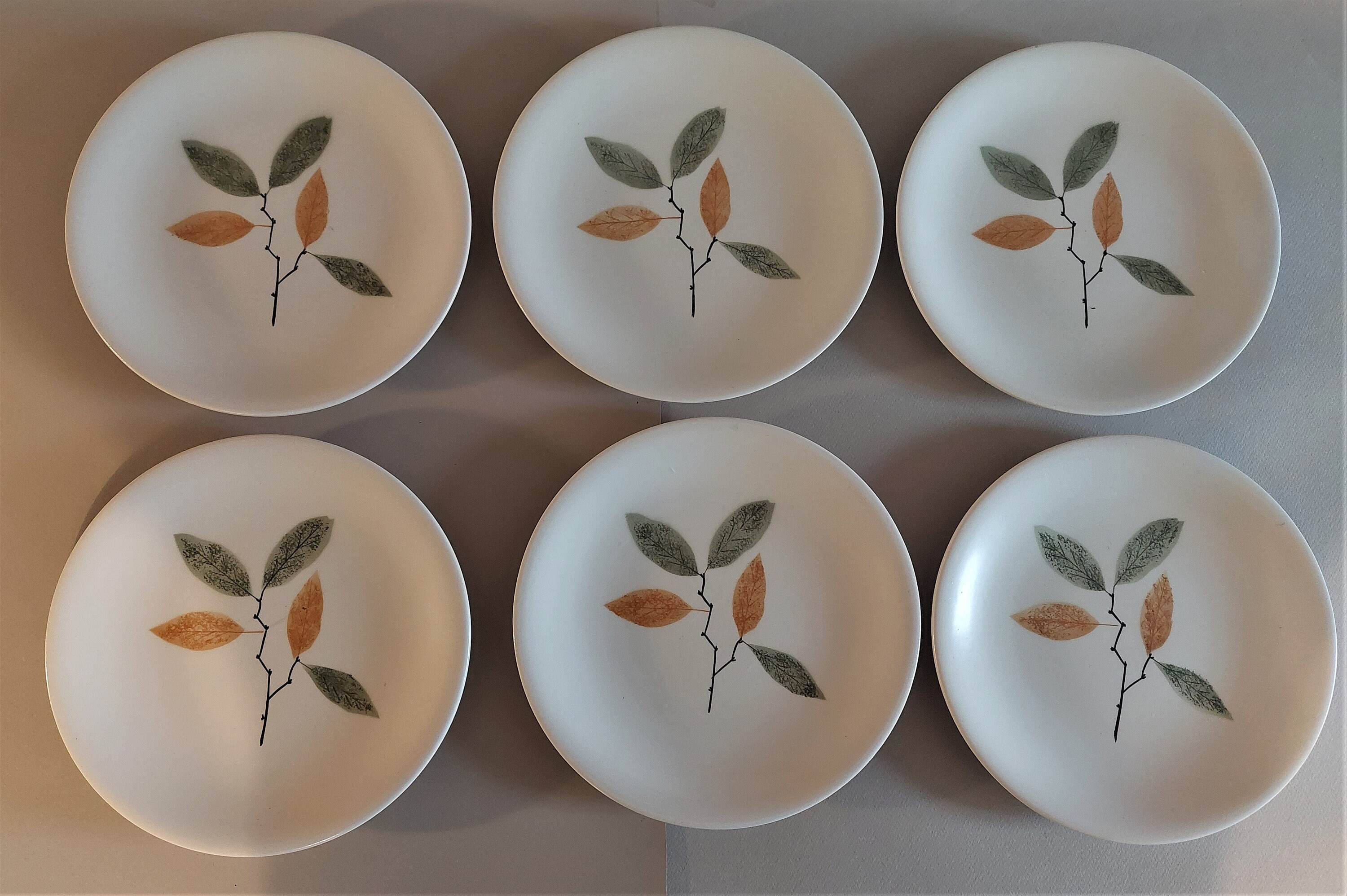Assiettes Plates Vintage Grès Signées Longchamp Série de Six