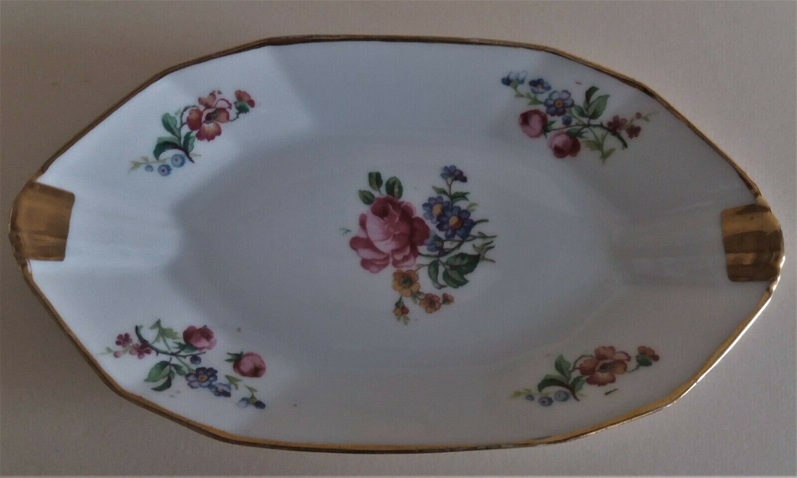 Ravier Plat en Porcelaine Décor Floral Début Xxème