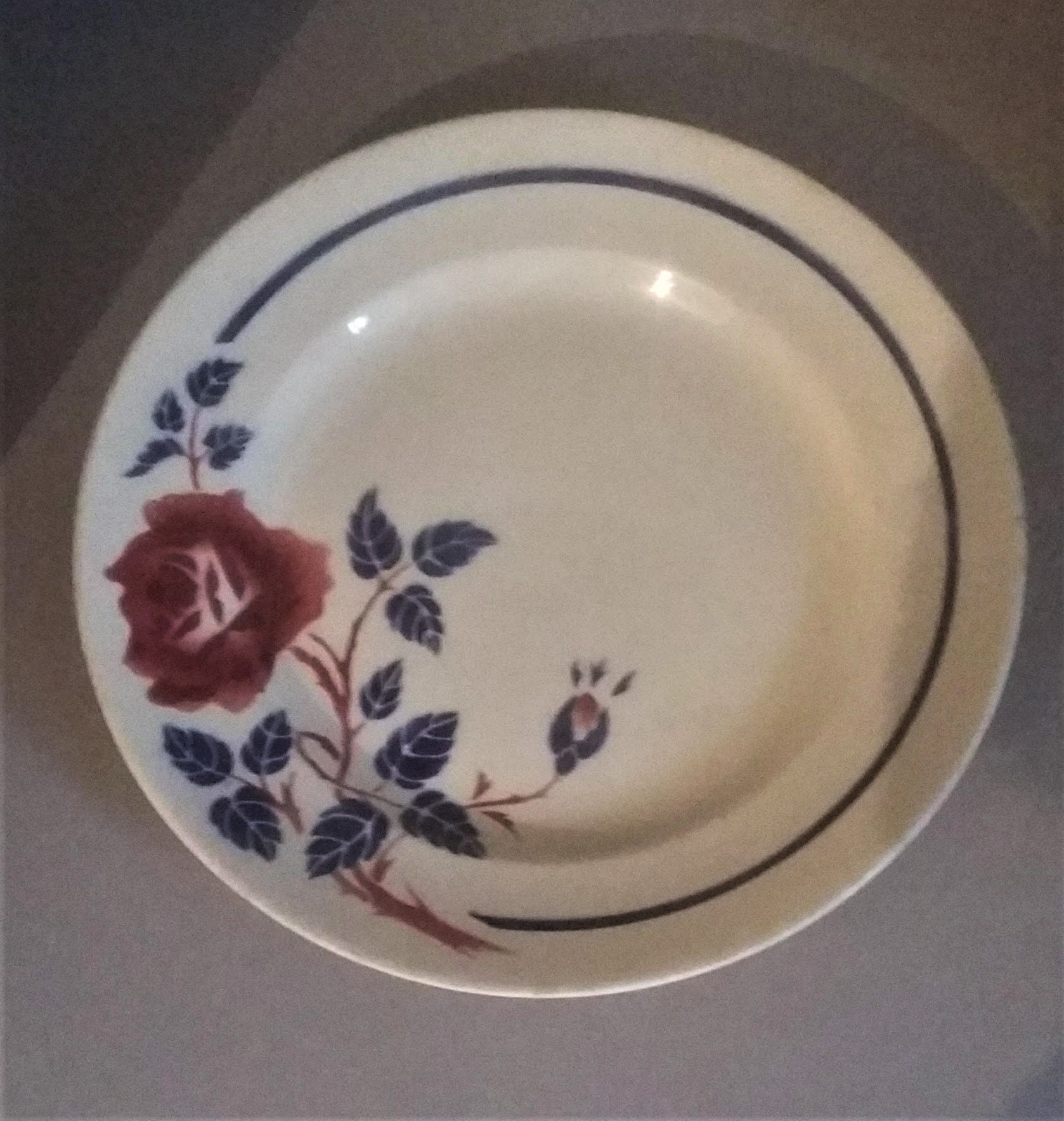 Plat Rond en Majolique Vintage Français Lunéville Chantal Décor