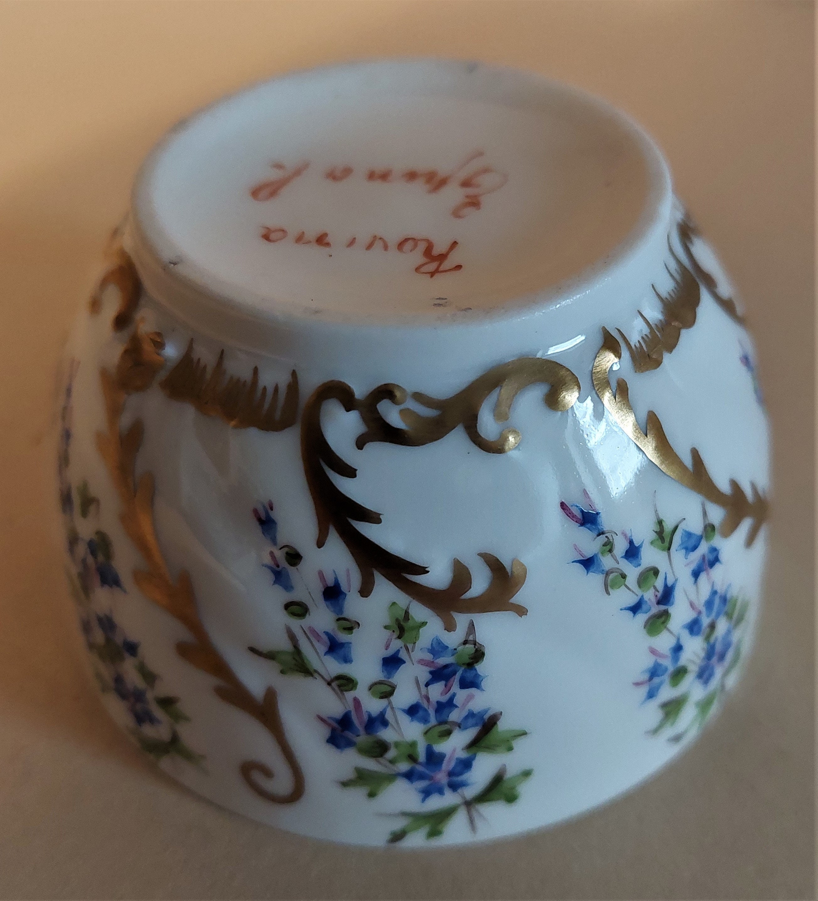 Bol en Porcelaine Français Antique Signé Rovina Epinal