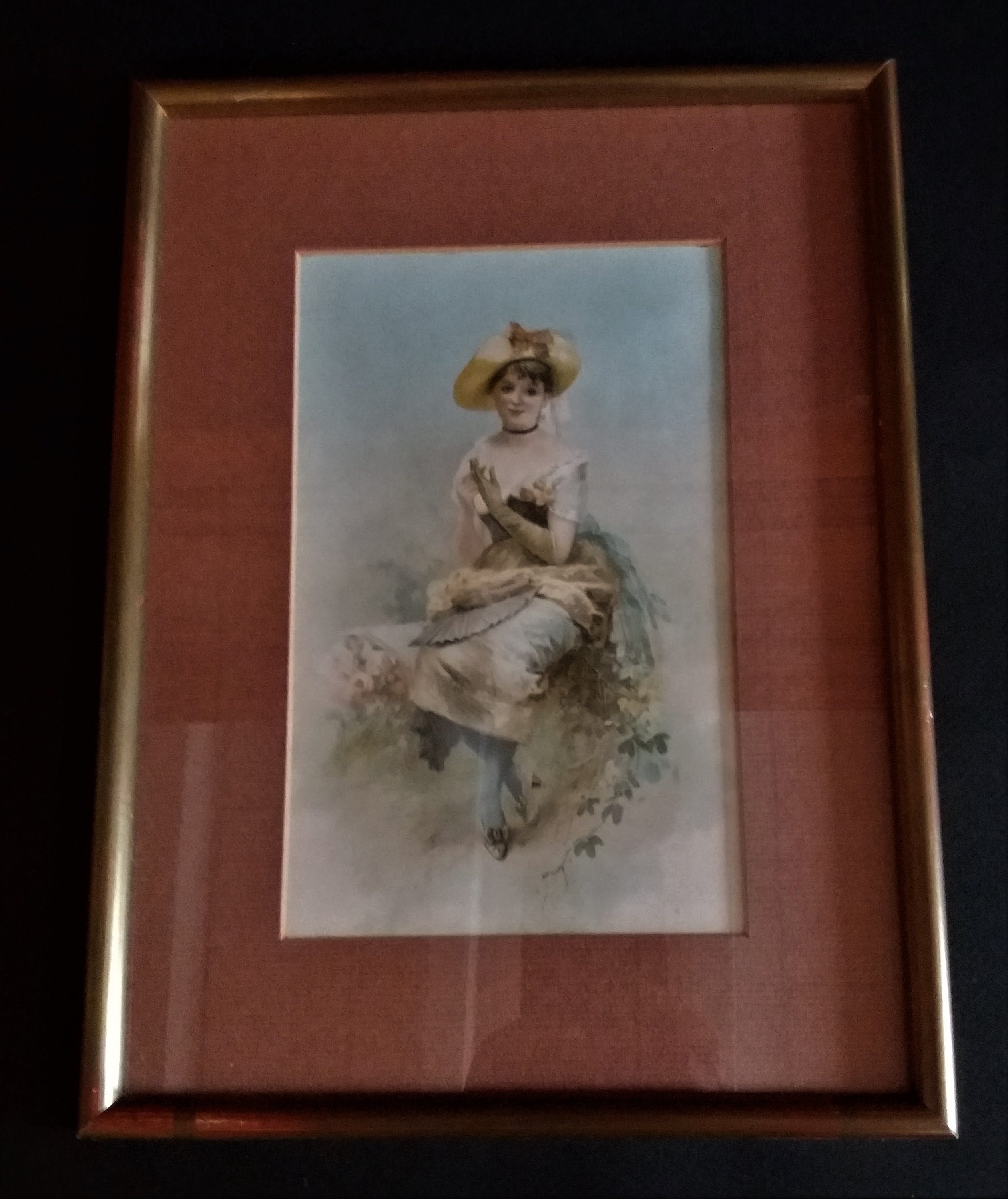 Illustration Antique Français Charmante de Femme