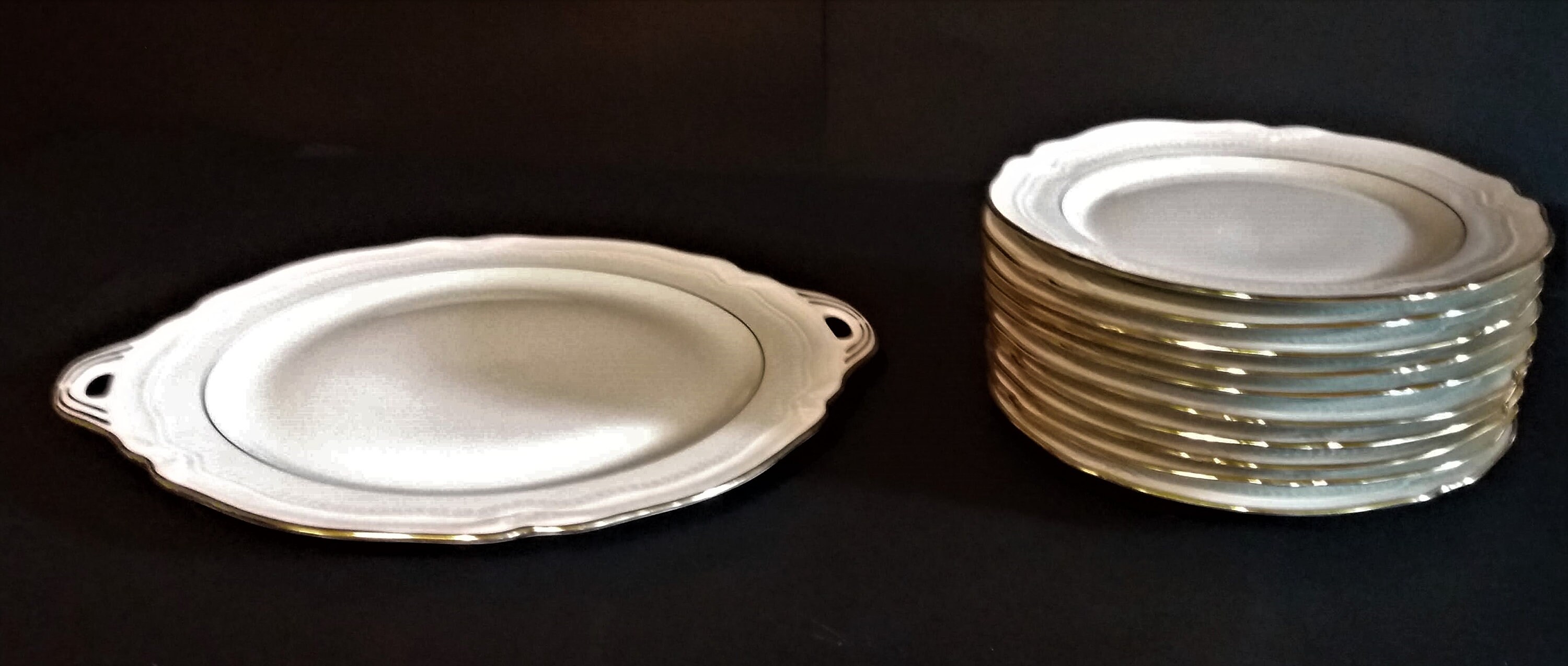 Ensemble Dessert en Porcelaine Limoges Lazeyras Début Xxe