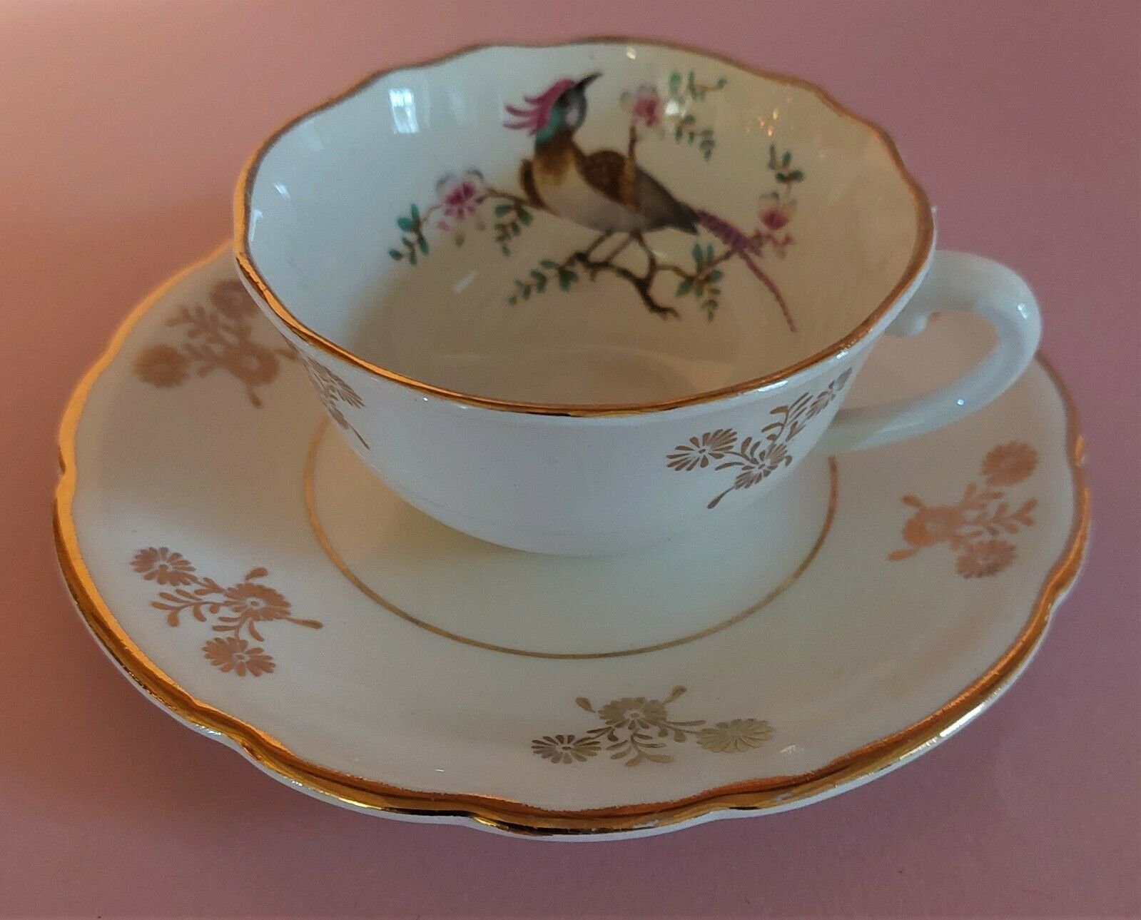 Tasse et Sous-Tasse en Faïence Gien Décor Yokohama