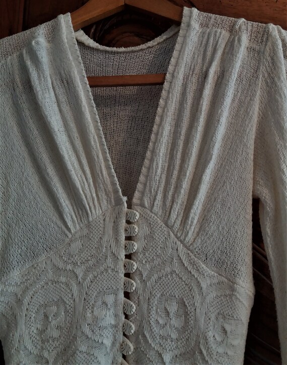 Vintage french woman dress beige wool