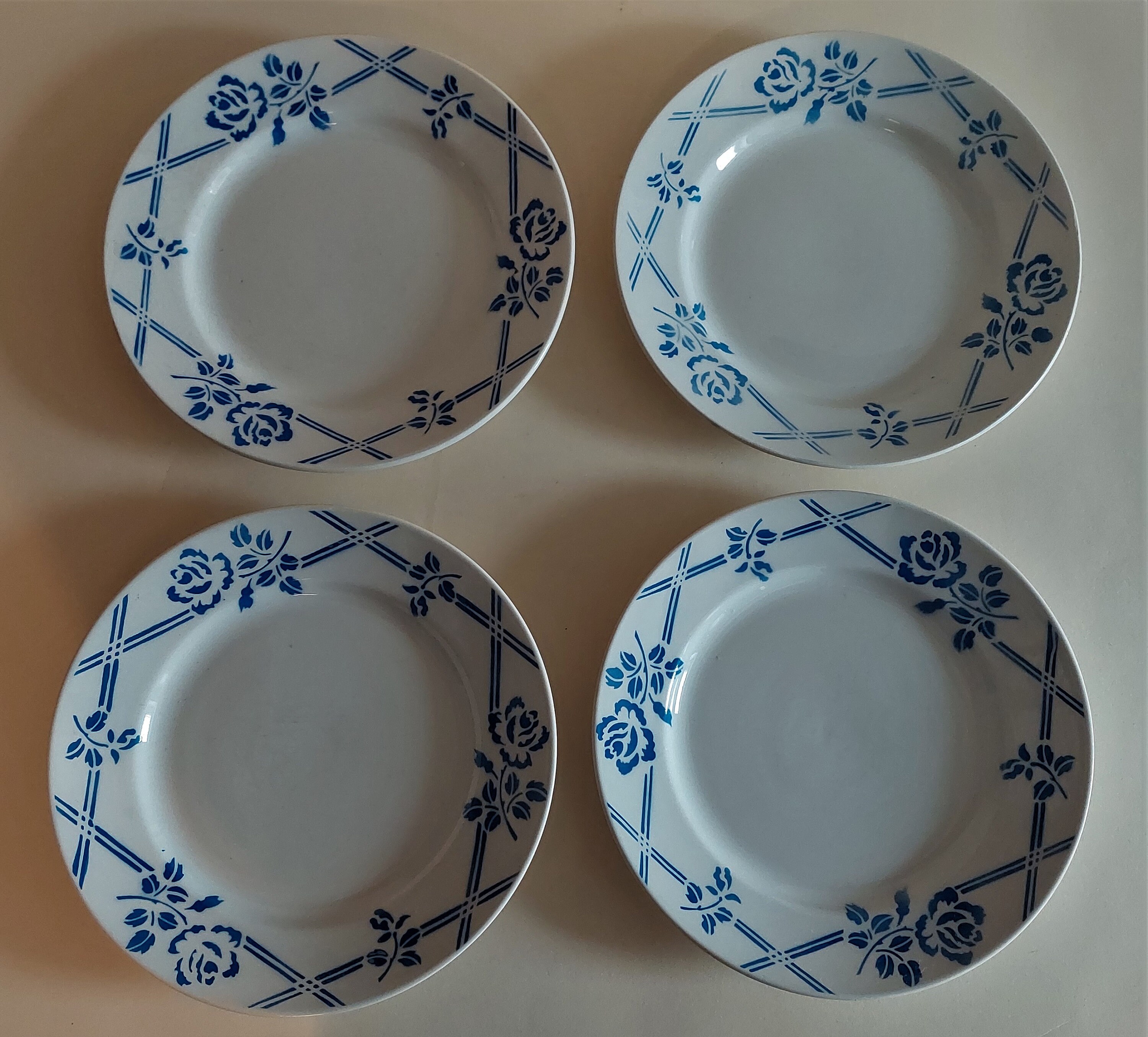 Millésime Français Série Majolique de Quatre Plaques Orchies Moulin Des Loups