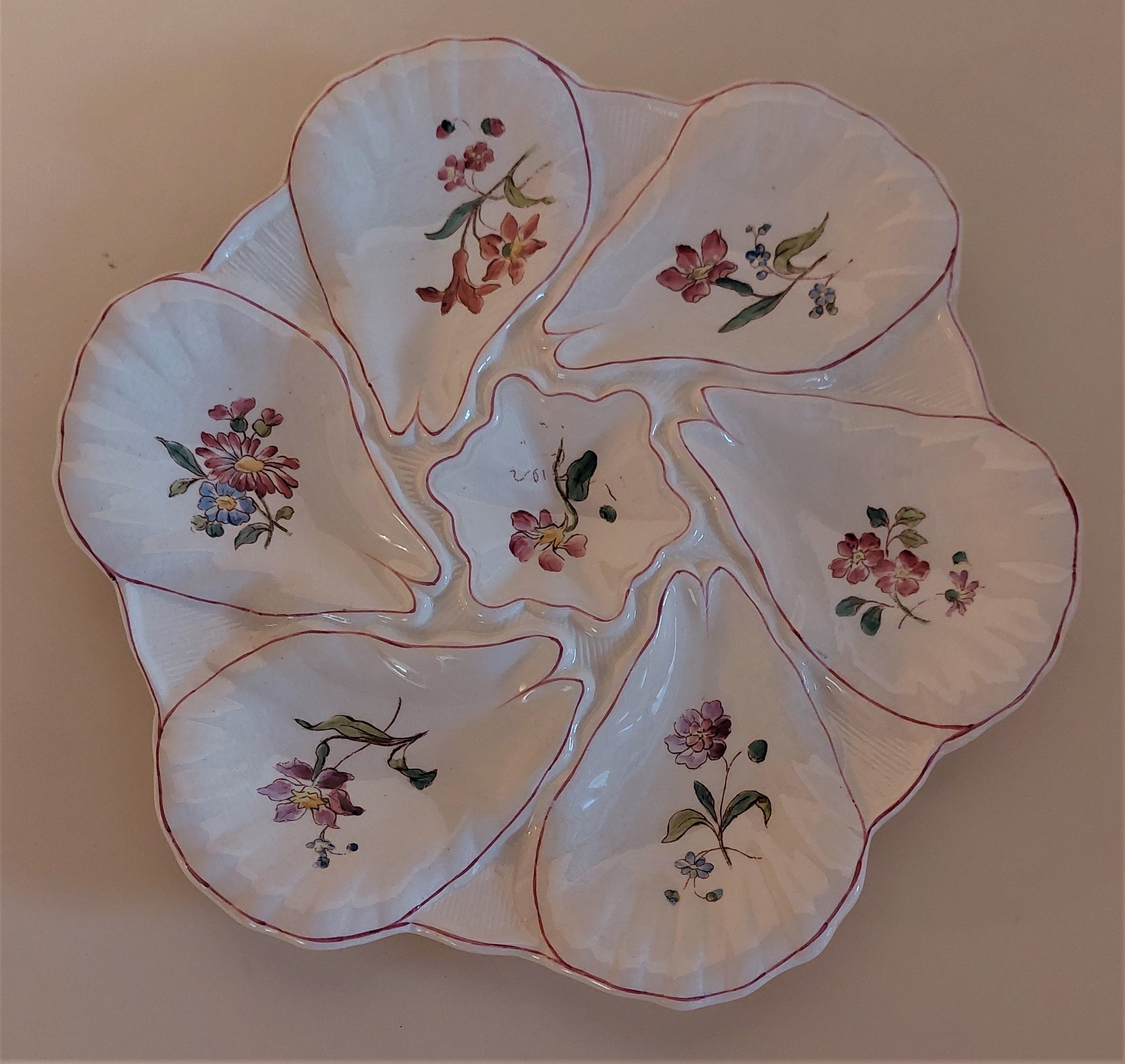 Plaque d'huîtres Anciennes Français Majolique Signée Longchamp