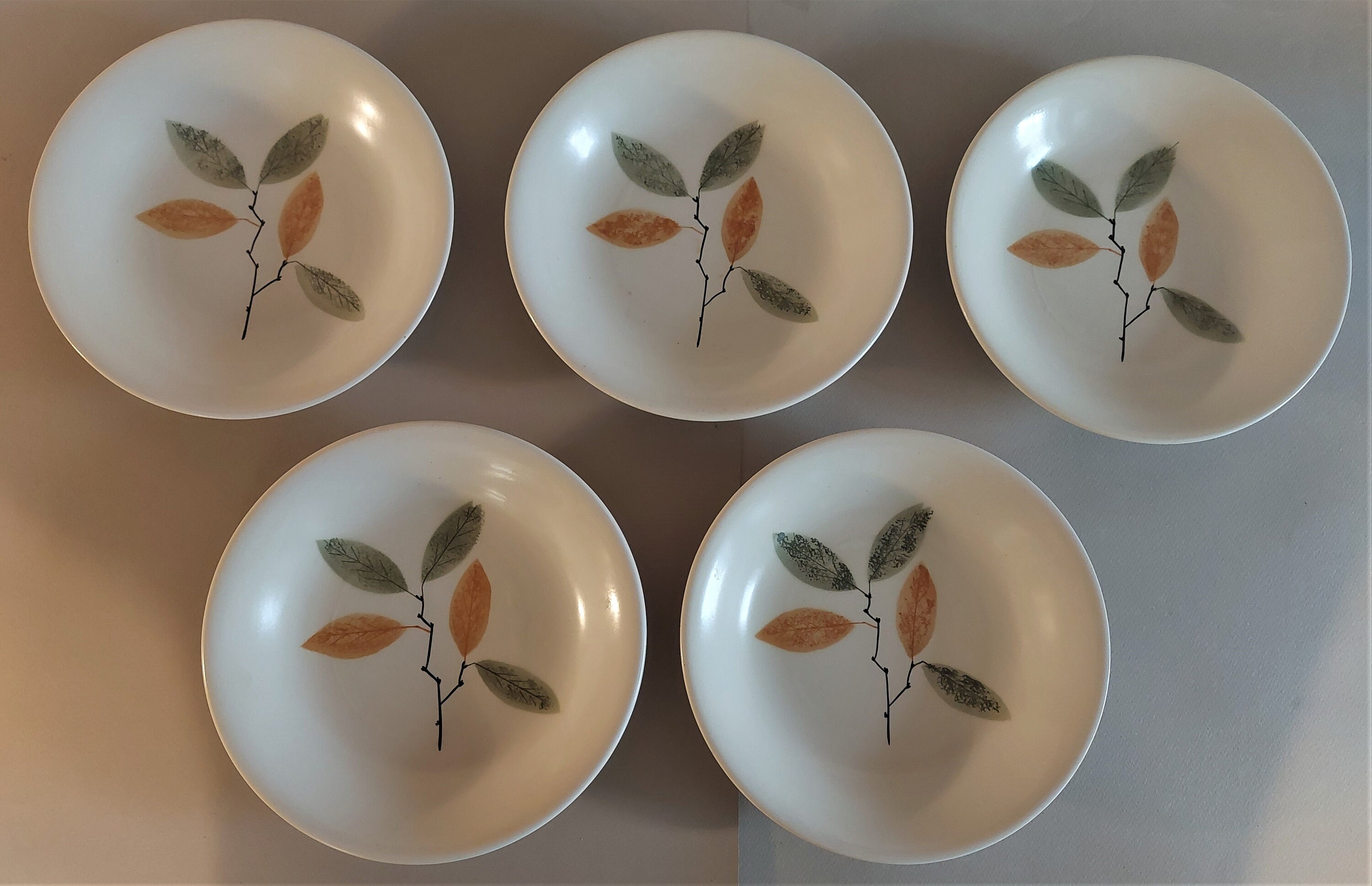 Assiettes Creuses Vintage Grès Signées Longchamp Série de Cinq