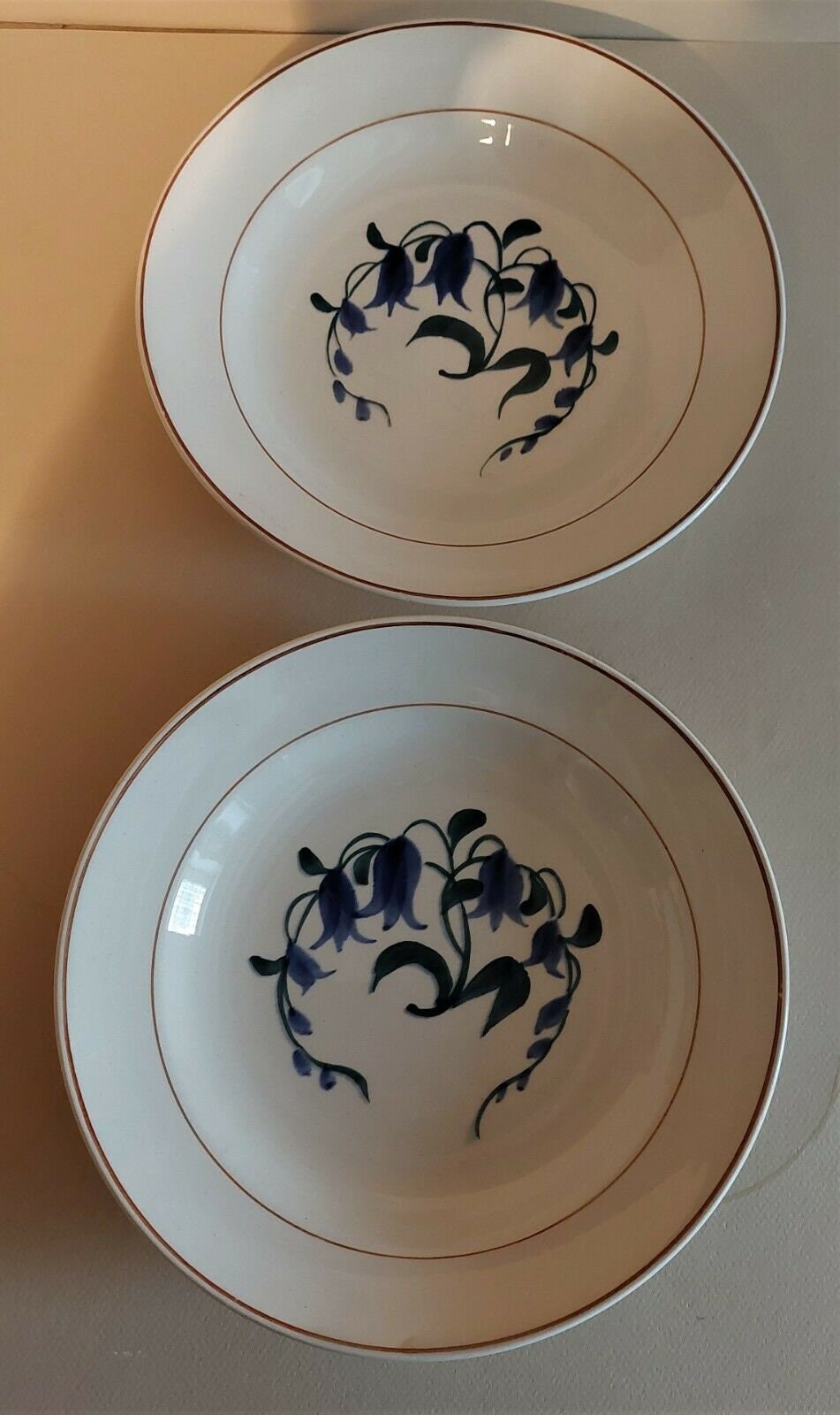 Assiettes Creuses Série de Deux Faïence Longchamp Décor Simone