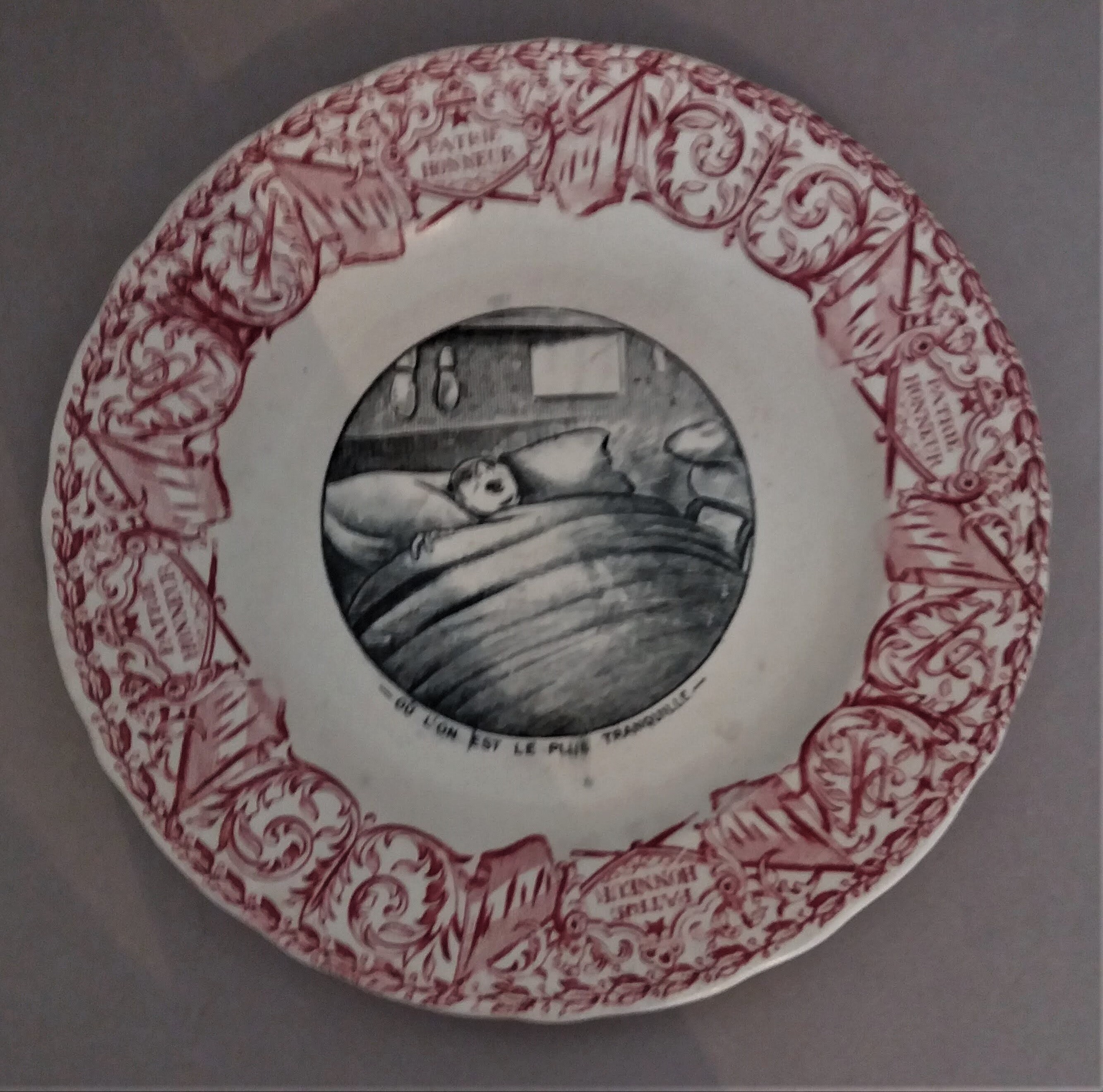 Antique Français Majolica Transferware Plaque L. Bertrand Bordeaux