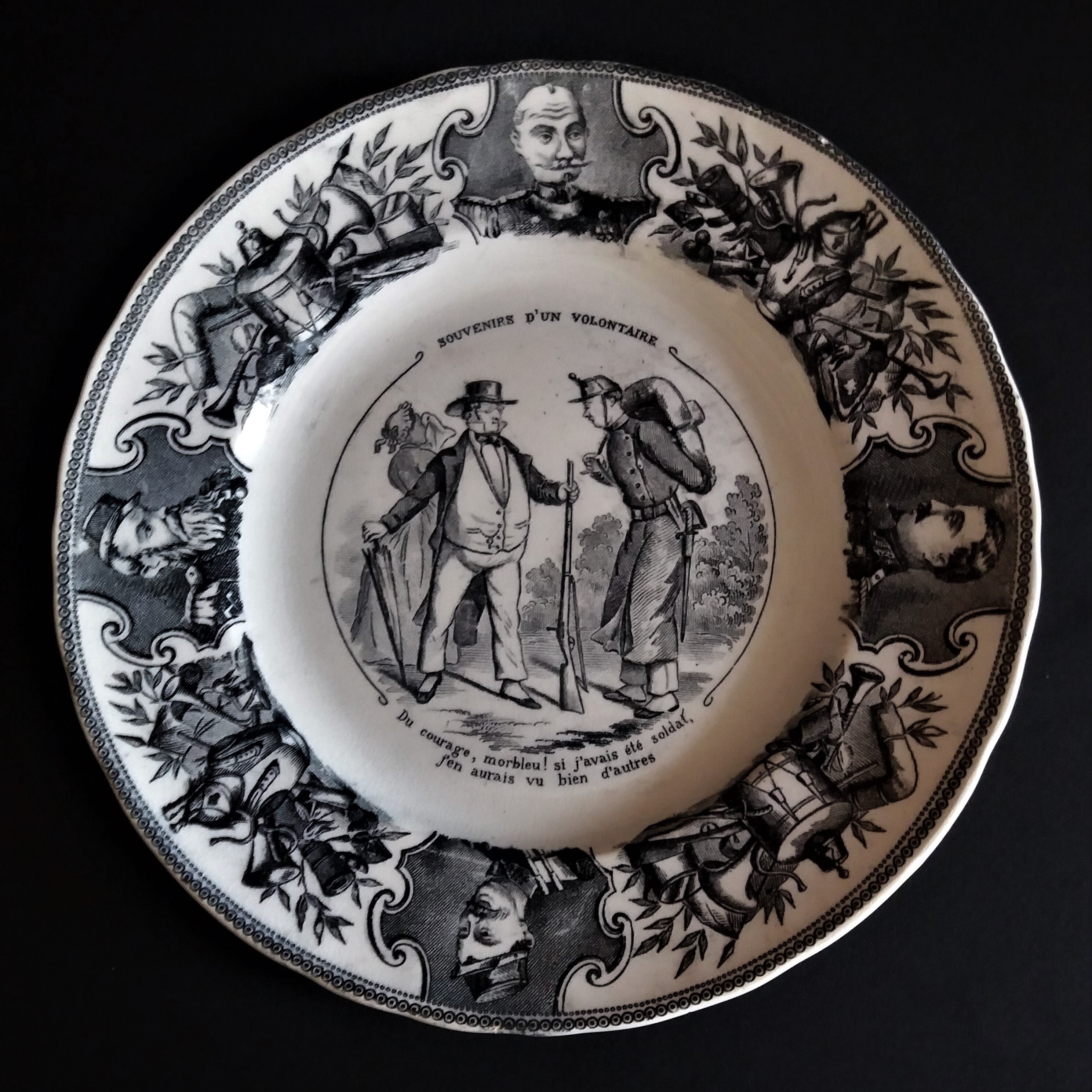 Plaque de Transfert Majolique Français Antique Bordeaux Vieillard