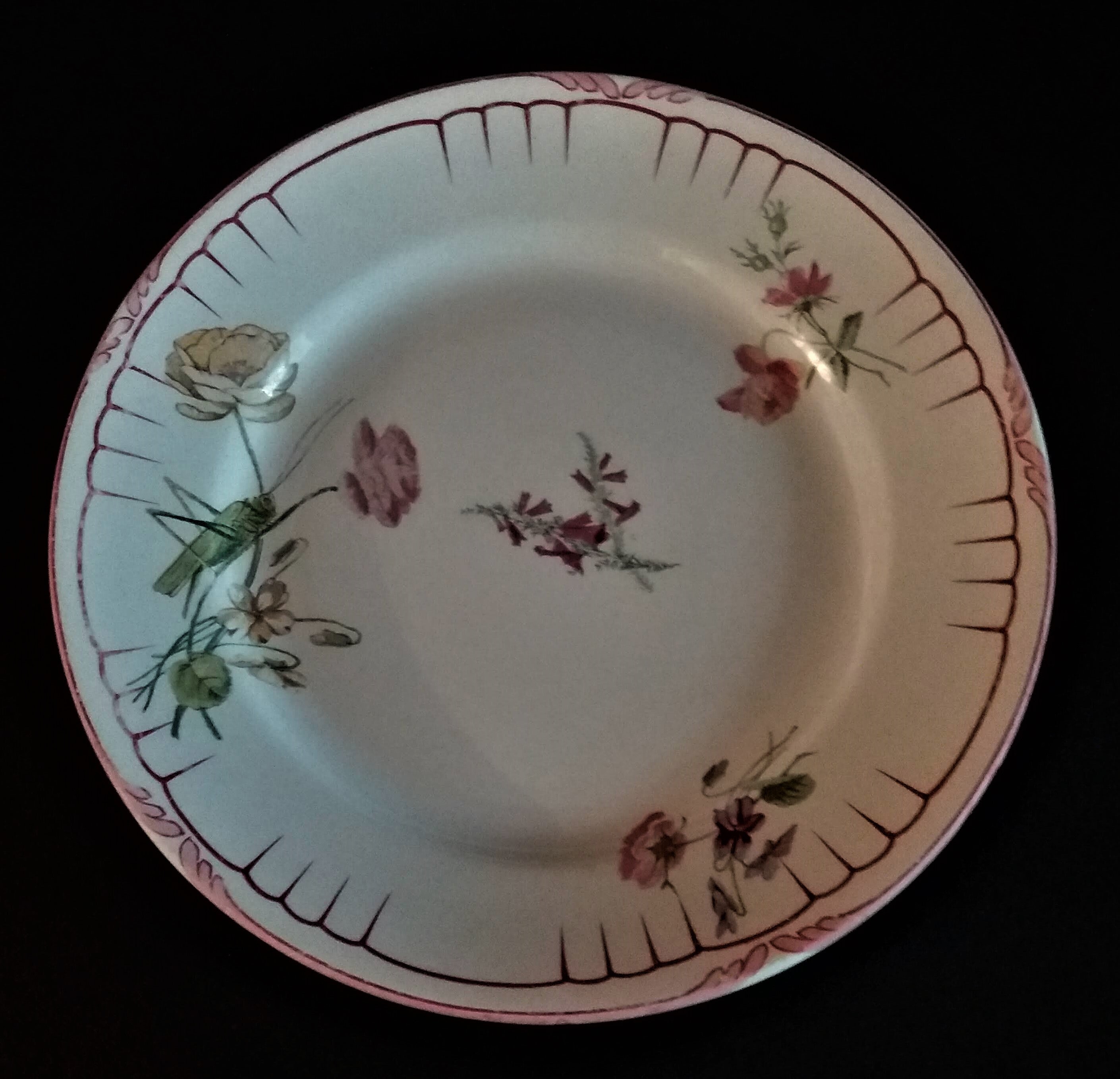 Antiquité Français Assiette à Soupe Majolica Lunéville Damon Au Vase Étrusque Paris