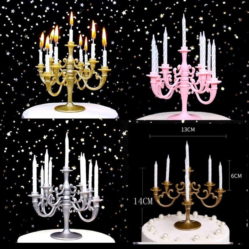 Candelabra Birthday Cake Topper with Candles 9 arm Candle Etsy