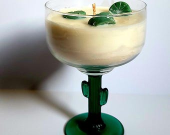 Handcrafted Soy Wax Candle in a Margarita Glass Cinco De Mayo Home Decor Candle