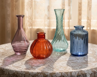 Colorful Glass Bud Vase | Single Stem Shelf & Table Accents | Eclectic Decor