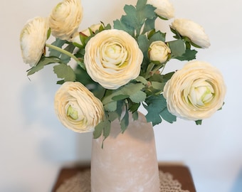 Cream Ranunculus Stem: 19" Faux Flower for Arrangements and Home Decor
