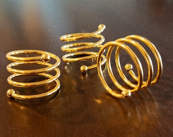 Gold Spiral Napkin Rings: Tablescape Accent, Sold Individually