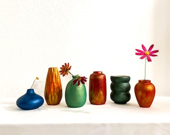 Handbemalte Keramik Vase | Juwel Ton Metallic Schimmer Boho Dekor