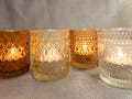 Vintage Style Textured Glass Tealight Holders • Amber & Blush Tinted Votive Cups • Sold Individually