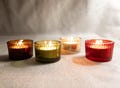 Ribbed Glass Tealight Candle Holder – Vintage Style Colored Glass – Sold Individually – Autumn & Holiday Decor