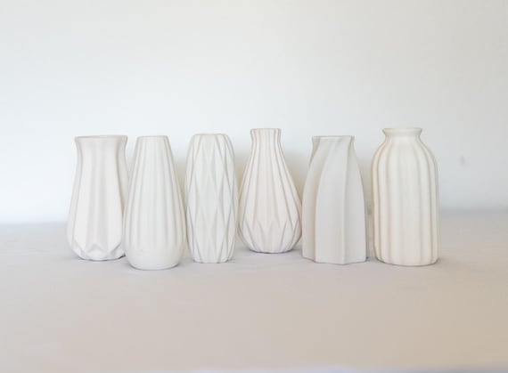 White Ceramic Bud Vases: Modern Textured Accents for Home Decor