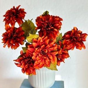 Bukett med konstgjord zinnia | Rostorange konstgjorda blommor för vaser, bordsdekorationer, heminredning