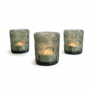 Smoky Sage Grün Vintage Style Textured Glass Teelichthalter Votiv Set of 3