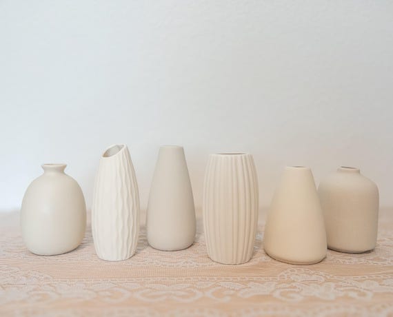 Weiße Keramik Bud Vasen: Wählen Sie Ihren Stil | Kleine Matte Blumenvase
