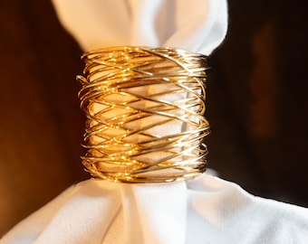 Gold Wrapped Wire Napkin Rings: Sculptural Gold Table Accent, Sold Individually